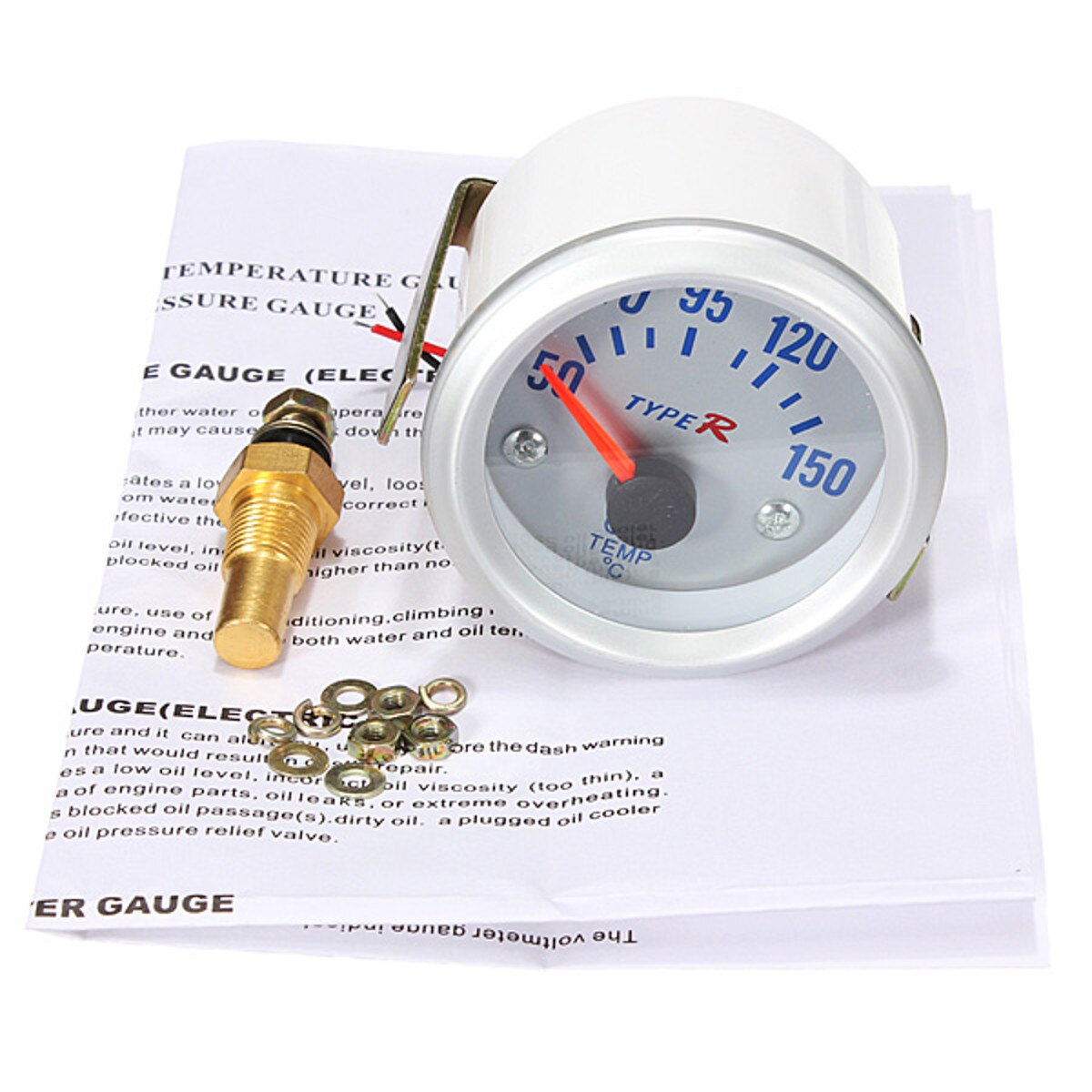 2" 52mm Bulb Light Oil Pressure/Temperature Volt Tachomete Boost Gauge Meter