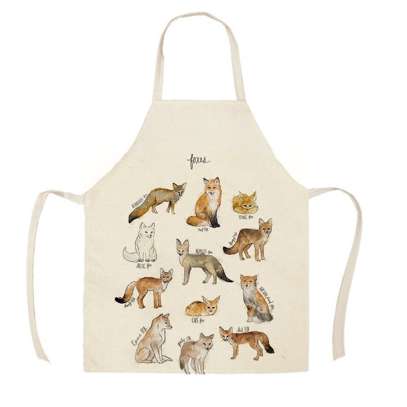 Linned dyr seris dinosaur haj kanin print køkkenforklæder unisex middag madlavning hagesmæk sjov pinafore rengøringsforklæde wqf 594