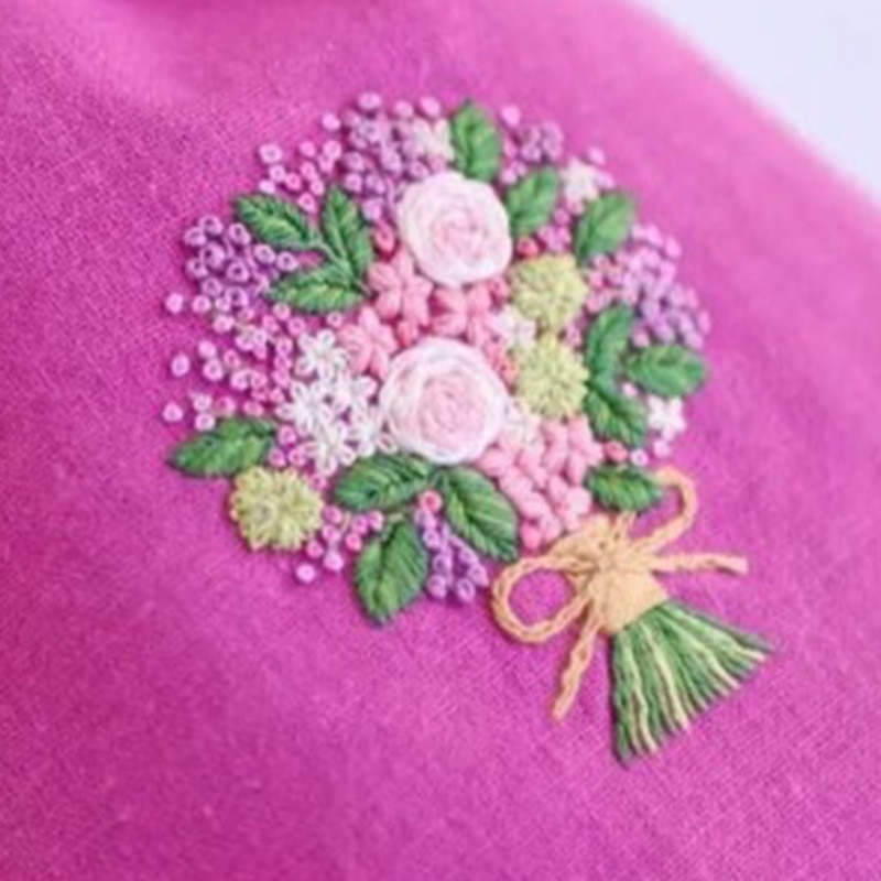 Kit de bordado de estilo europeo para principiantes, Material bordado con patrones de flores, punto de cruz, bricolaje: 4