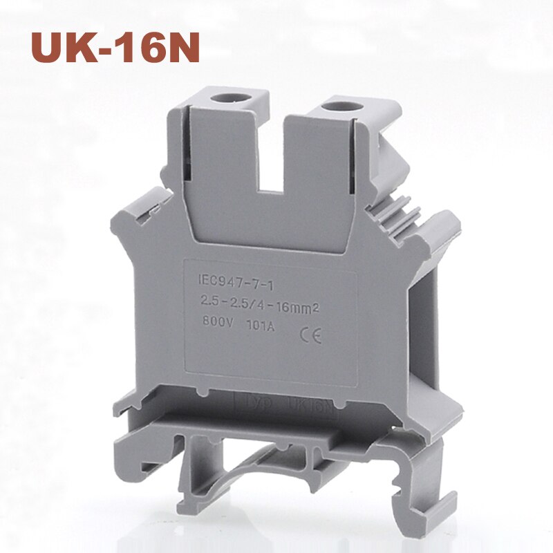 10Pcs Din Rail Universal Screw Terminal Blocks UK-16N Morsettiera Electrical Wire Terminals Block Connector Brass Bornier 101A