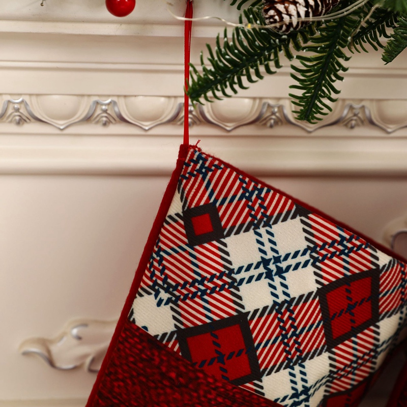 Weihnachten Strümpfe, Plaid Manschette Kamin Weihnachten Baum Hängen Strümpfe für Familie Dekor