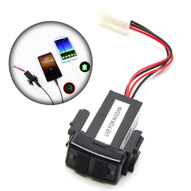 Dual USB Ports Dashboard Fast Charger 2.1A 5V For NISSAN Teana Sylphy Damom