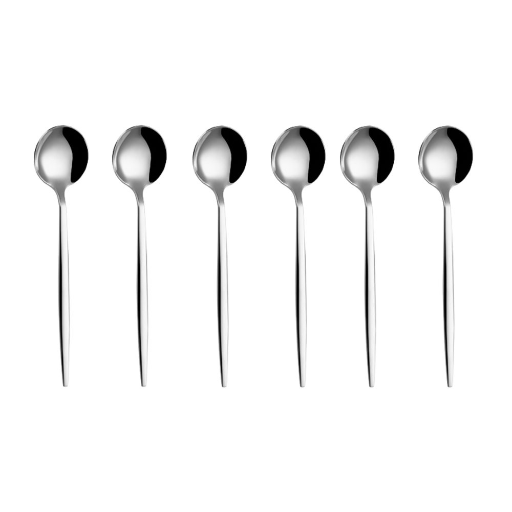 Cuillère à café dorée en acier inoxydable, 6 pièces, cuillères à café, gâteau glacé, Dessert, ensemble de cuillères, vaisselle en argent, couverts de fête: Marron