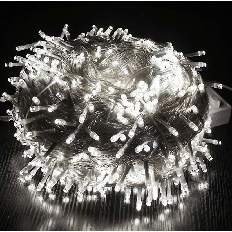Led julelys utendørs 10m 20m 30m led lysstreng dekorasjon for fest bryllup tre hage krans: Hvit / 20m 200 ledet