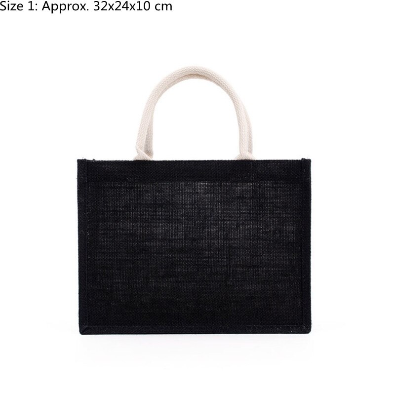 D0LF Jute Tote Met Handvatten Casual Grote Capaciteit Tote Herbruikbare Schoudertas Blank Clutch Bags Voor Borduurwerk Afdrukken