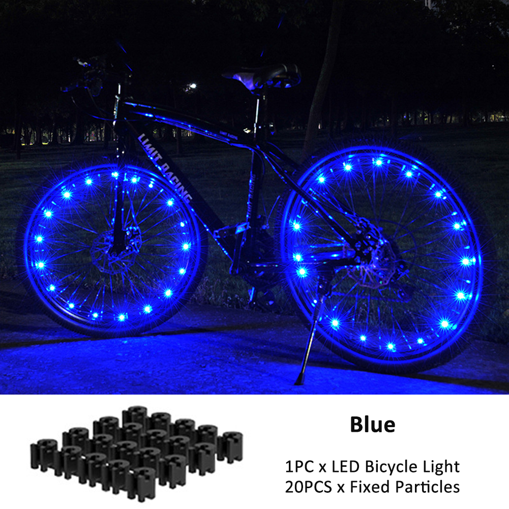 Fietswiel led lights mountainbike frame decoratie verlichting fiets spaak lichten nacht rijden fiets wiel verlichting ventiel lamp: Blauw