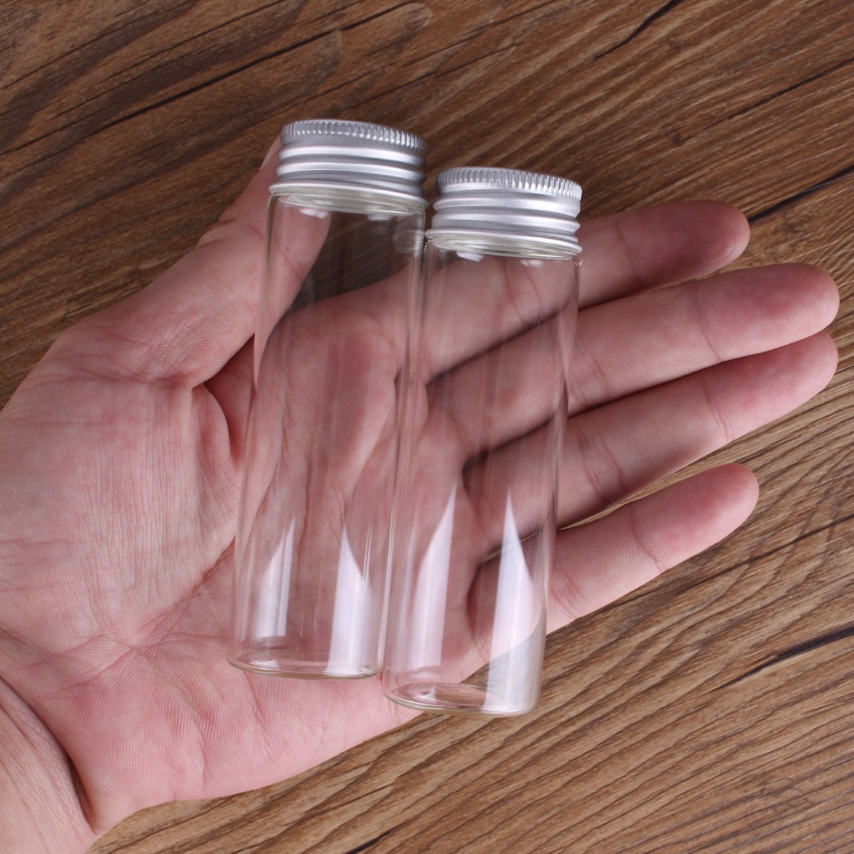 48 Pieces 50ml Glass Bottles with Aluminum Lids 30*100mm Glass Jars for Wedding Crafts