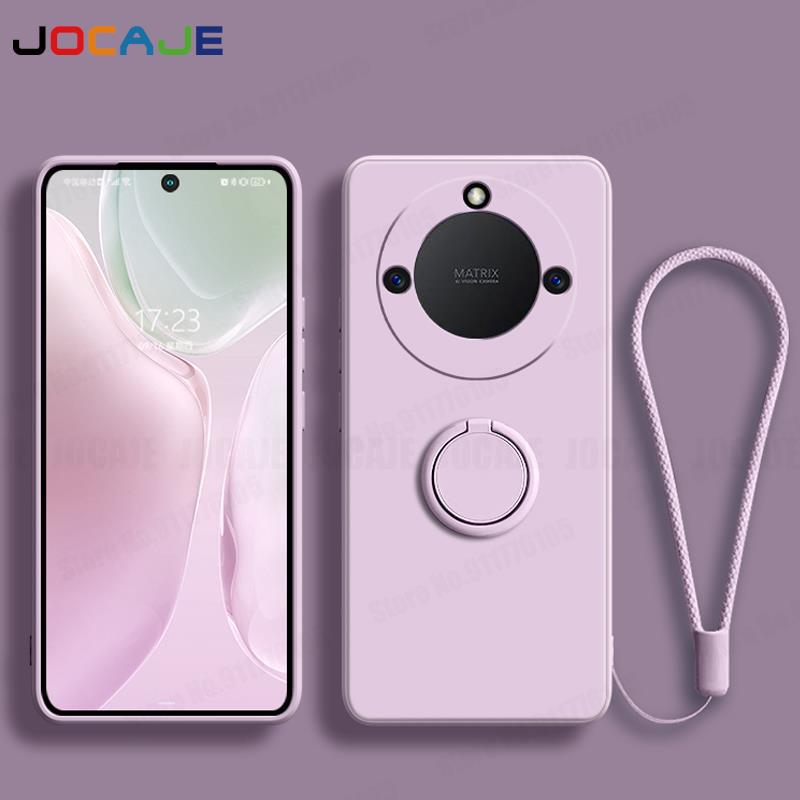 Coque en Silicone liquide pour Huawei Honor X7B X8B X9B, support d'anneau, étuis de téléphone pour Honor X9B X8B X7B, housse souple avec lanière: ABS / vert militaire