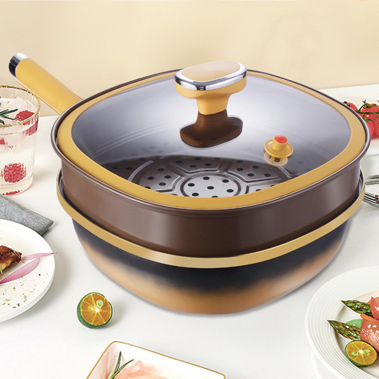 Non Stick Frying Pan Titanium Alloy Deep Skillet Pots With Lid Kitchen Accessories For Home Cooking Eggs Pancake Baking