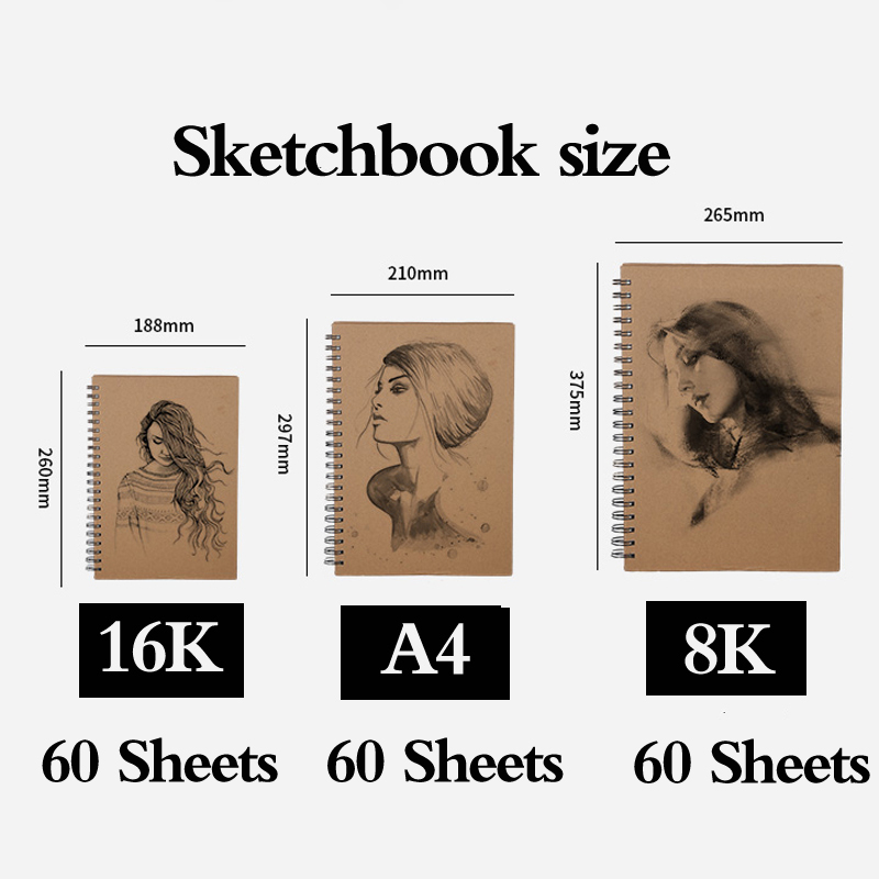 8k/16k/a4 60 ark skissbok för ritblock bok akvarell papper kalligrafi akvarell skissbok