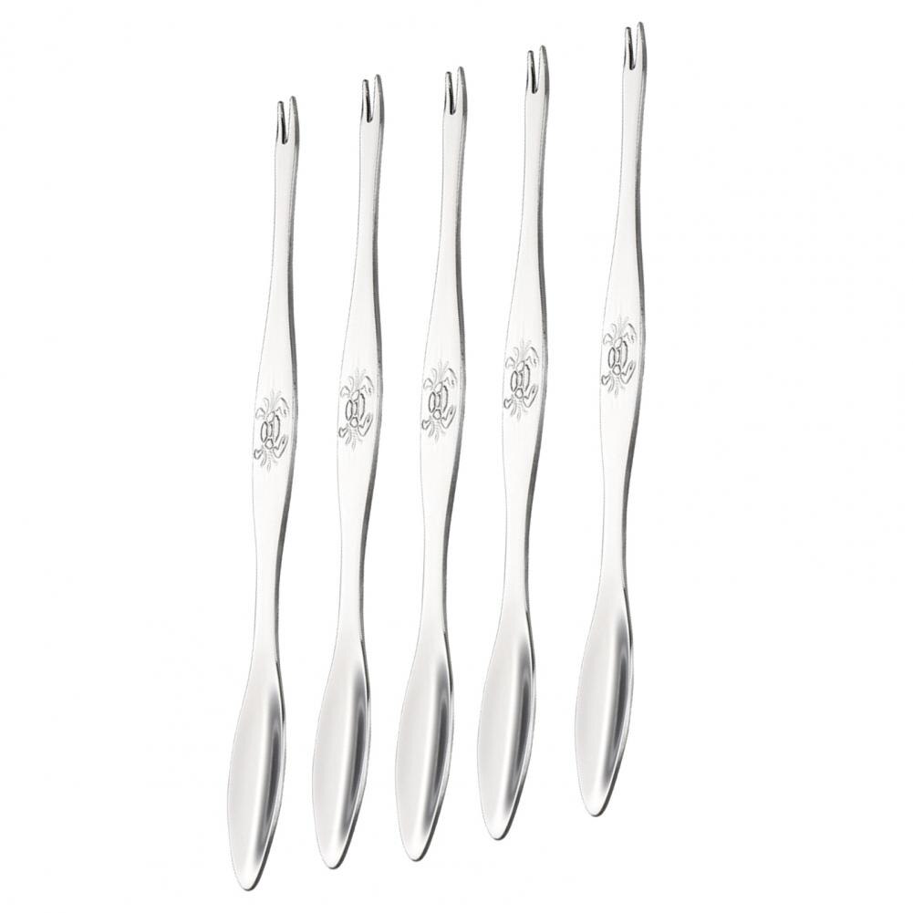 Anti-rust 5Pcs/Set Portable Durable Crab Seafood Tool Fork Safe Seafood Meat Pick Mirror Polishing for Families