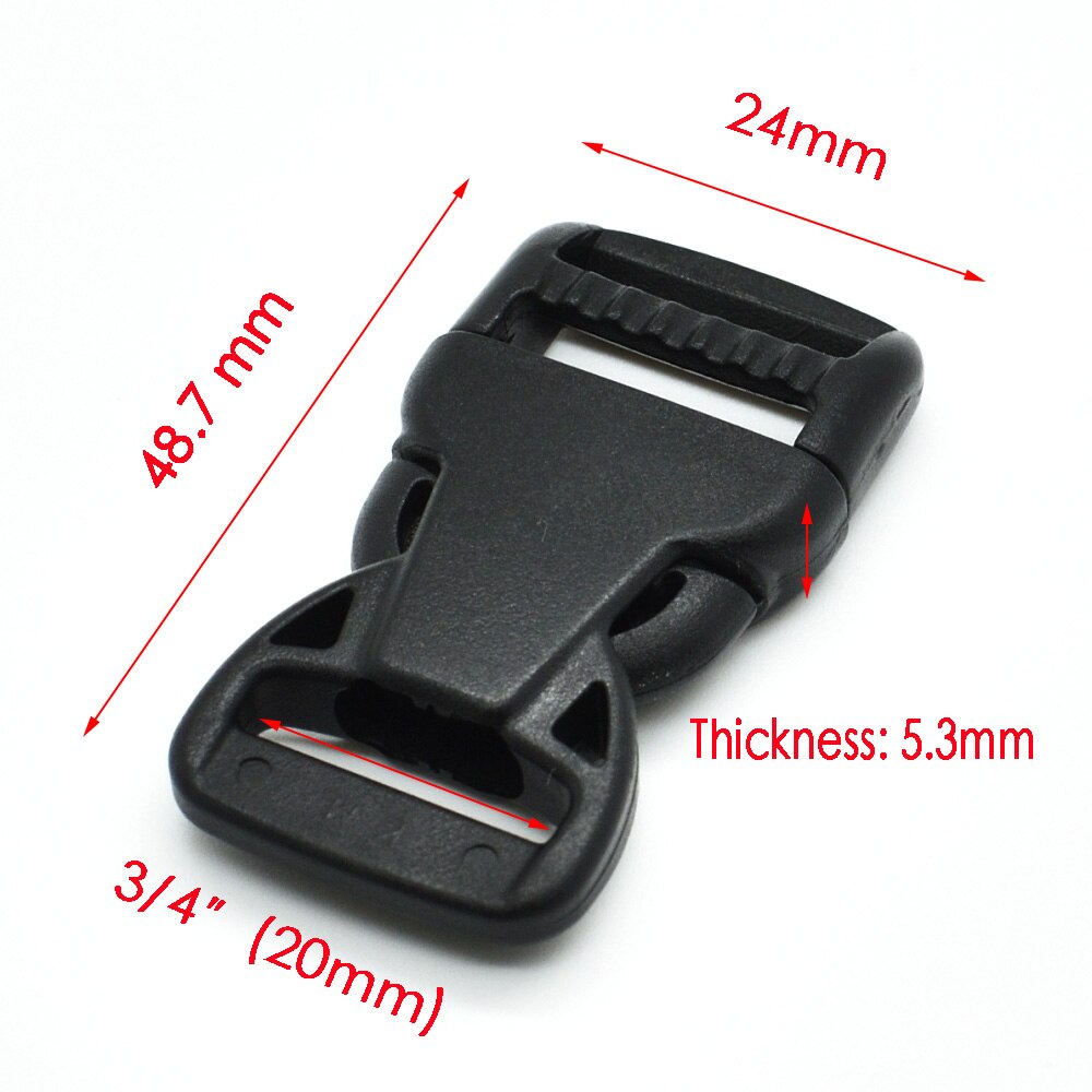 1pcs/pack Plastic Side Release Buckle Belt Buckle Package accessories Ribbon Slider Dog Collar Black