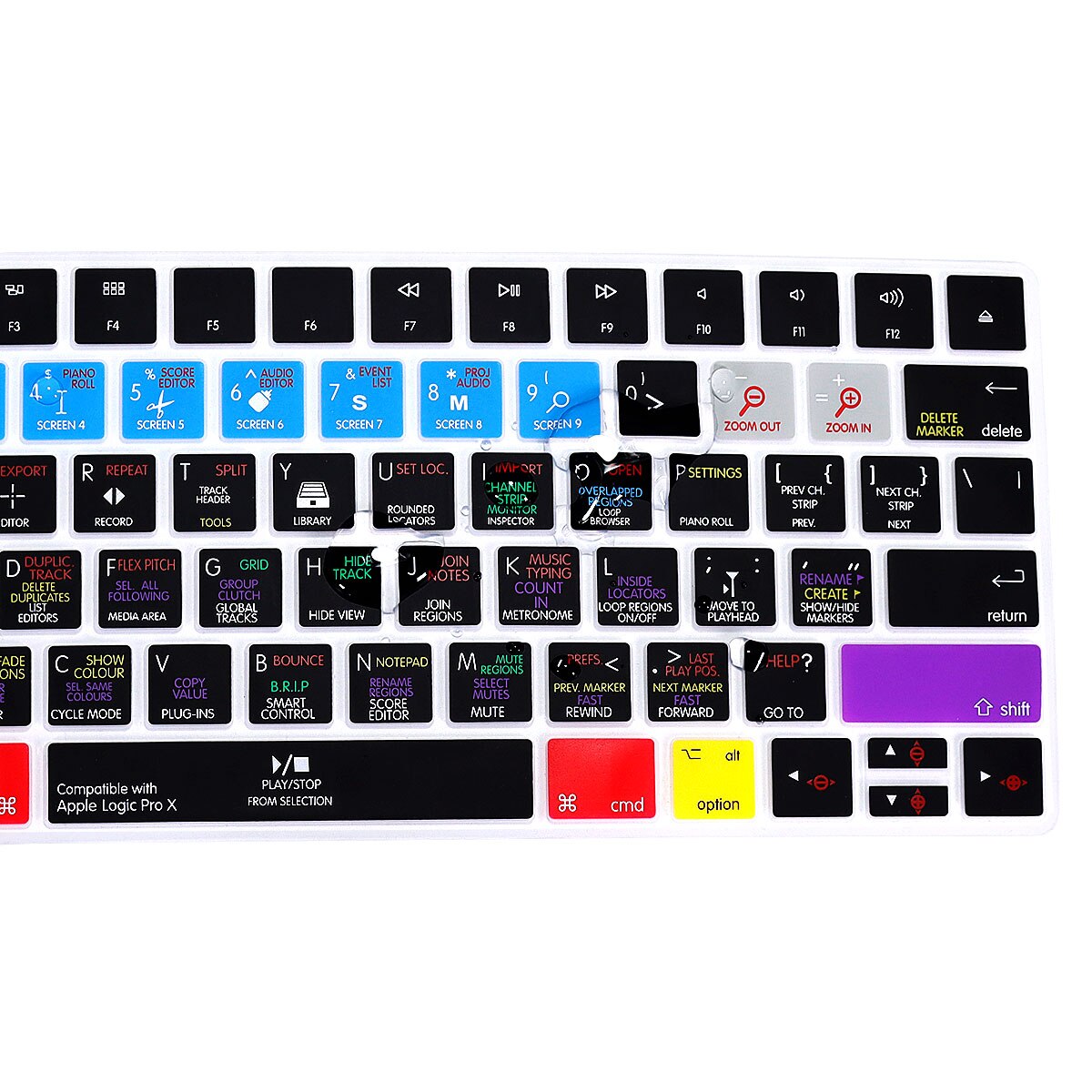 HRH Logic Pro X Functional Shortcut Durable Keyboard Cover Silicone Keypad Skin Protective Film For Apple Magic MLA22B/A English