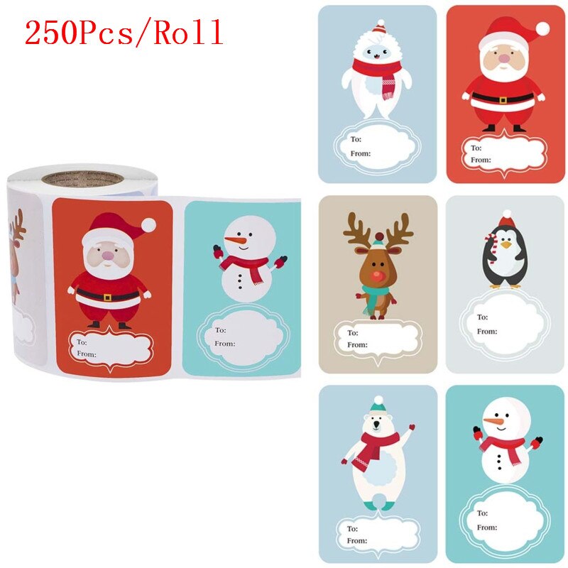 250pcs Adhesive Christmas Name Tags XMAS Stickers Seal Labels Decor: 3875