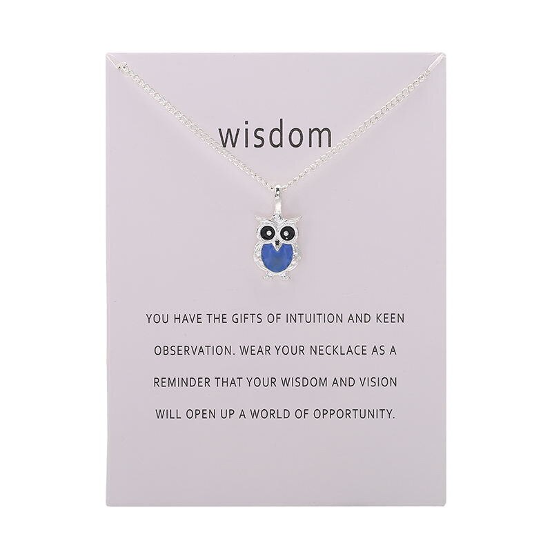 Color Glaze Wisdom Owl Pendant Necklace Jewelry For Women Girl