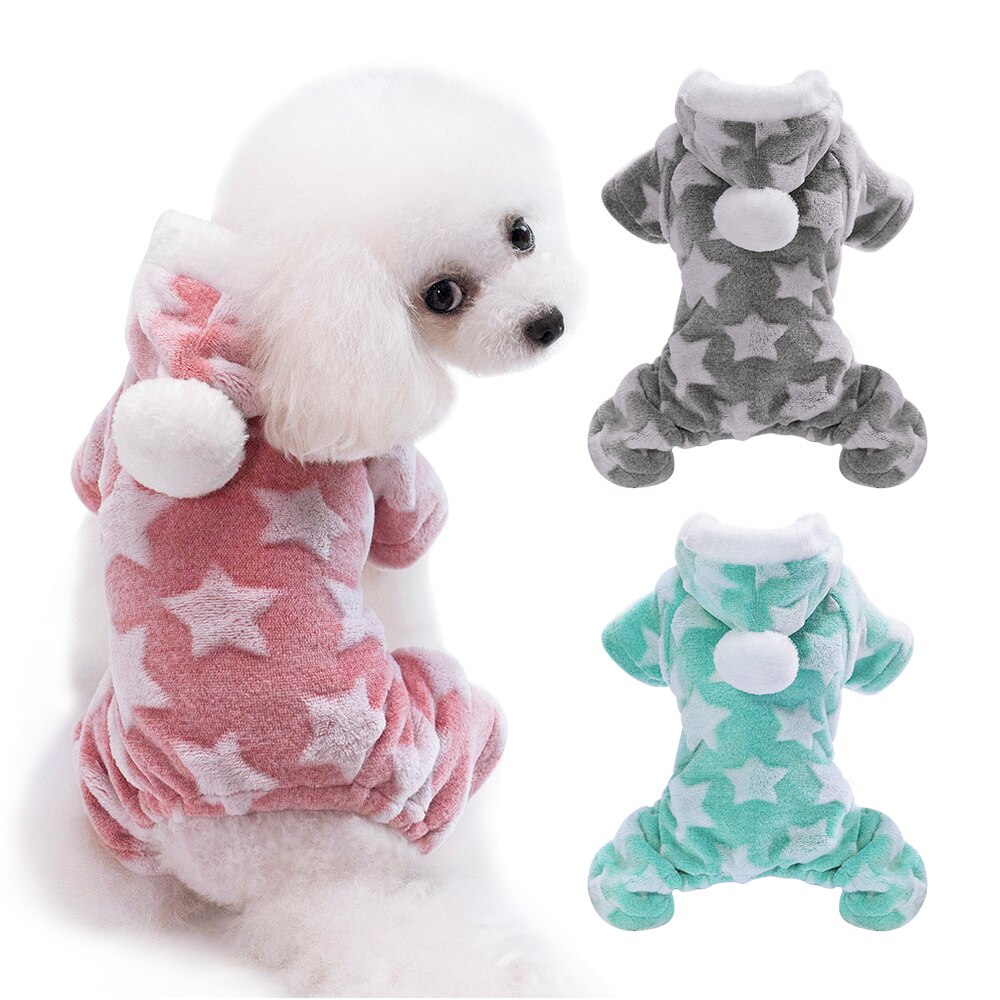 Hond Kleding Pyjama Fleece Jumpsuit Winter Hond Kleding Vier Poten Warme Pet Kleding Outfit Kleine Hond Kostuum Apparel D30