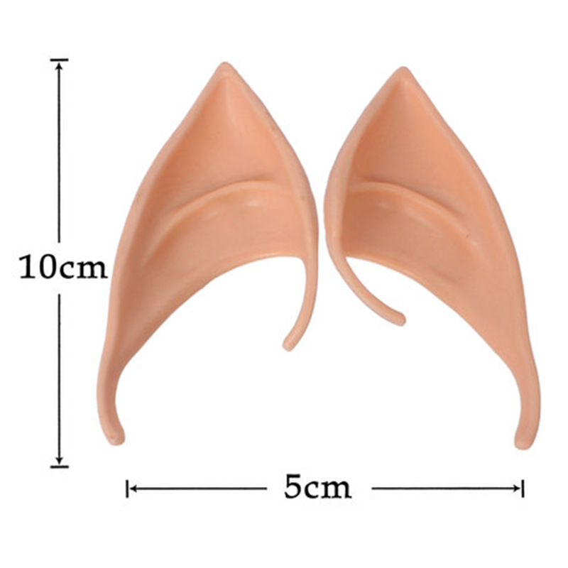 1 Pair Latex Elf Ears Pointed Cosplay Mask For Halloween Masquerade Party Costumes Festival Party Supplies: 10cm-short flesh ear