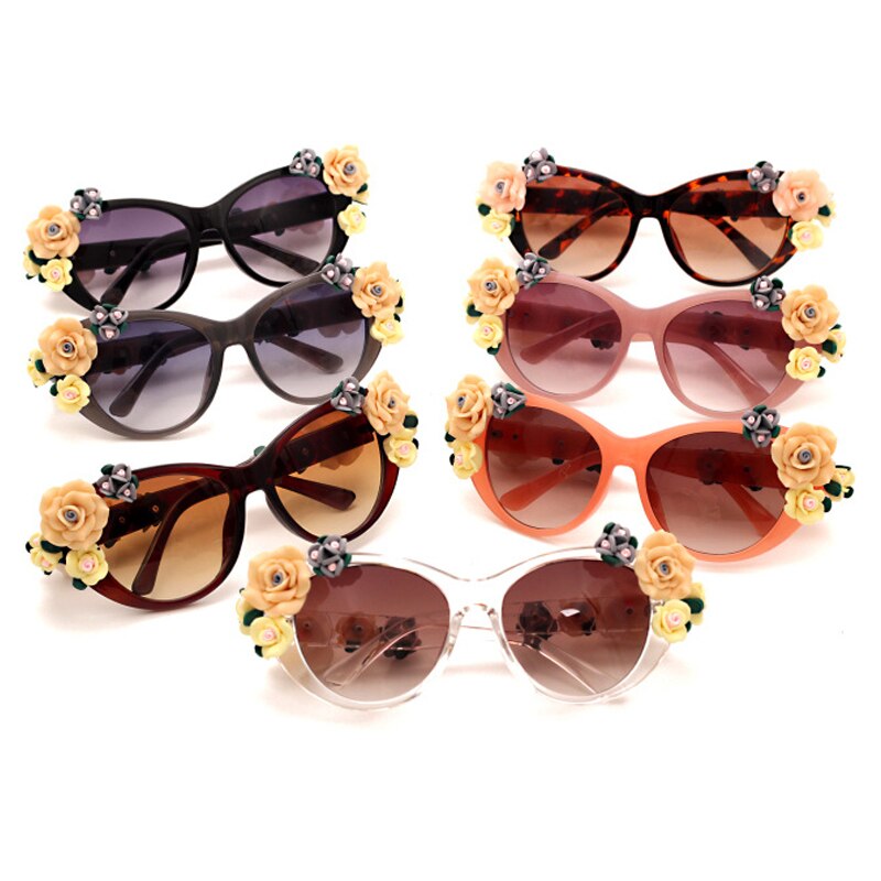 Charmerende flower cat eye solbriller kvinder oculos vintage cat eye briller mærke herre briller nuancer  uv400 o259