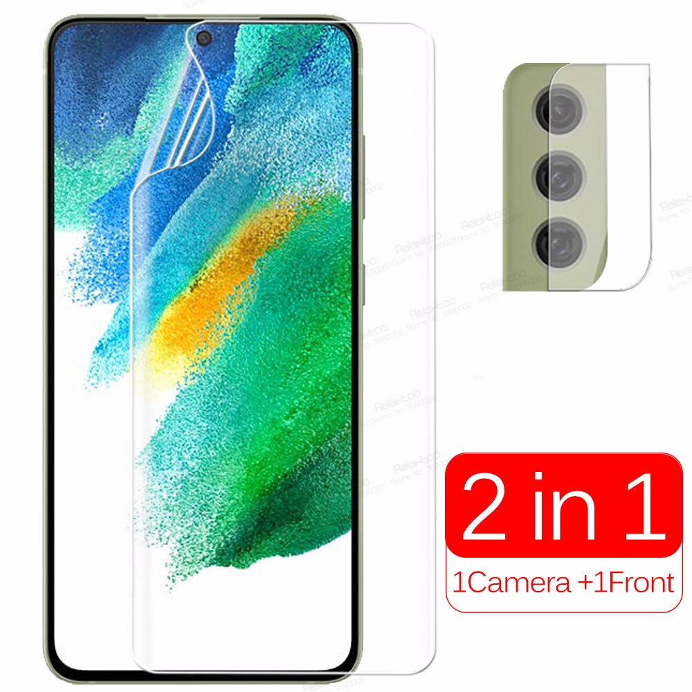 3in1 Camera Front Back Hydrogel Film For Samsung Galaxy S21 FE Screen Portector Sumsung S21FE S 21 Fan Edition Lite Not Glass: 2in1 1Front 1Camera