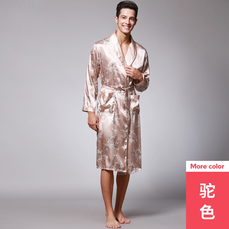 Langermet par pyjamas herre badekåper silke pyjamas herre lange kjortel hjemmeservice: Champagne / Xxxl