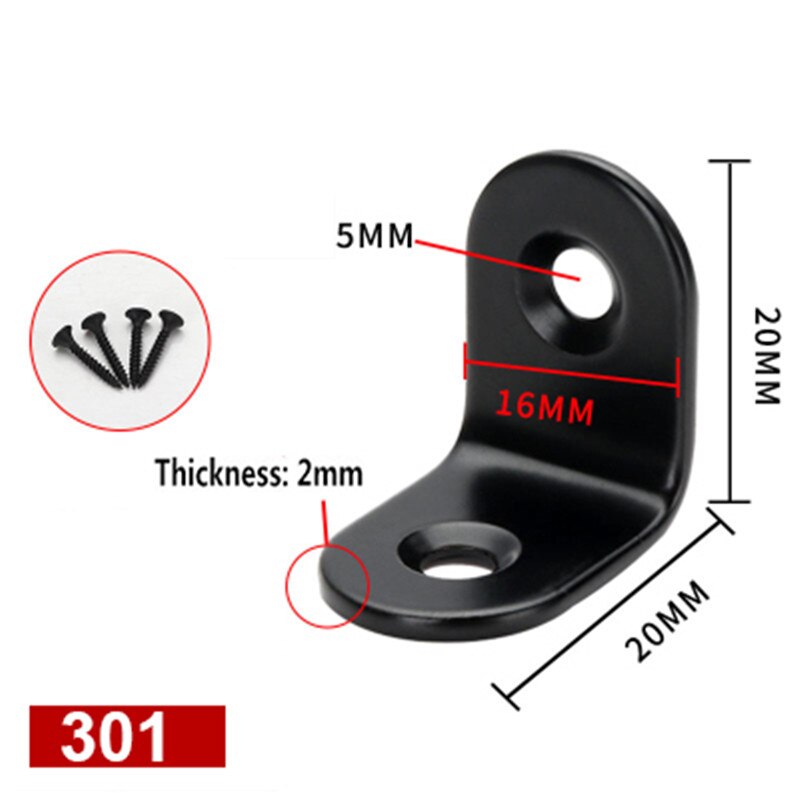 5pcs/lot L Shape Black Stainless Steel Angle Fixed Furniture Corner Bracket Furniture Accessories Cabinet Right Angle Connector