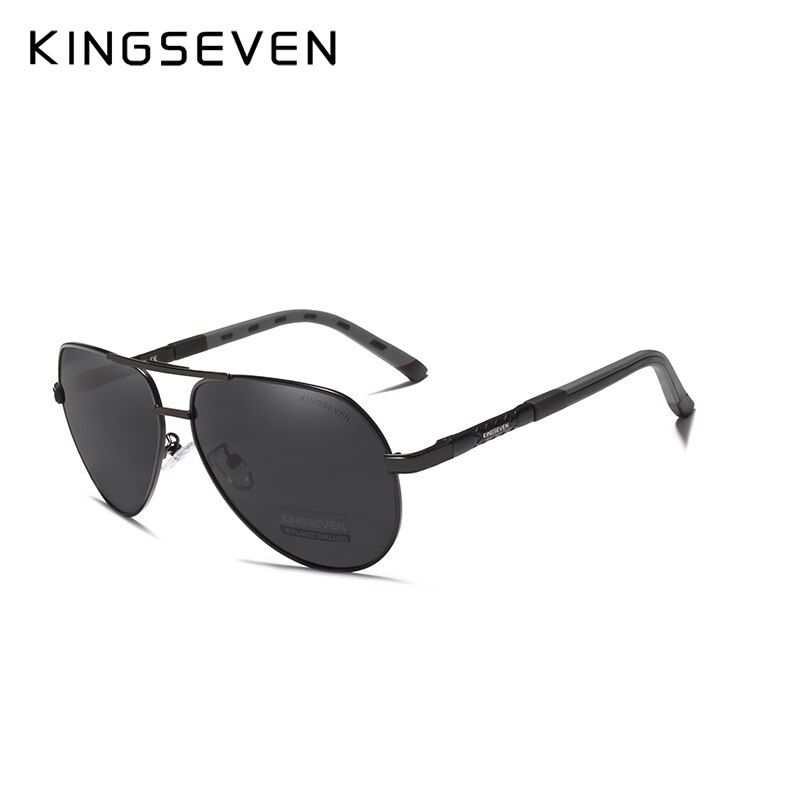 KINGSEVEN Männer Jahrgang Aluminium Polarisierte Sonnenbrille Klassische sonnenbrille Beschichtung Objektiv Fahren Schattierungen Für Männer/Wome: Schwarz Schwarz