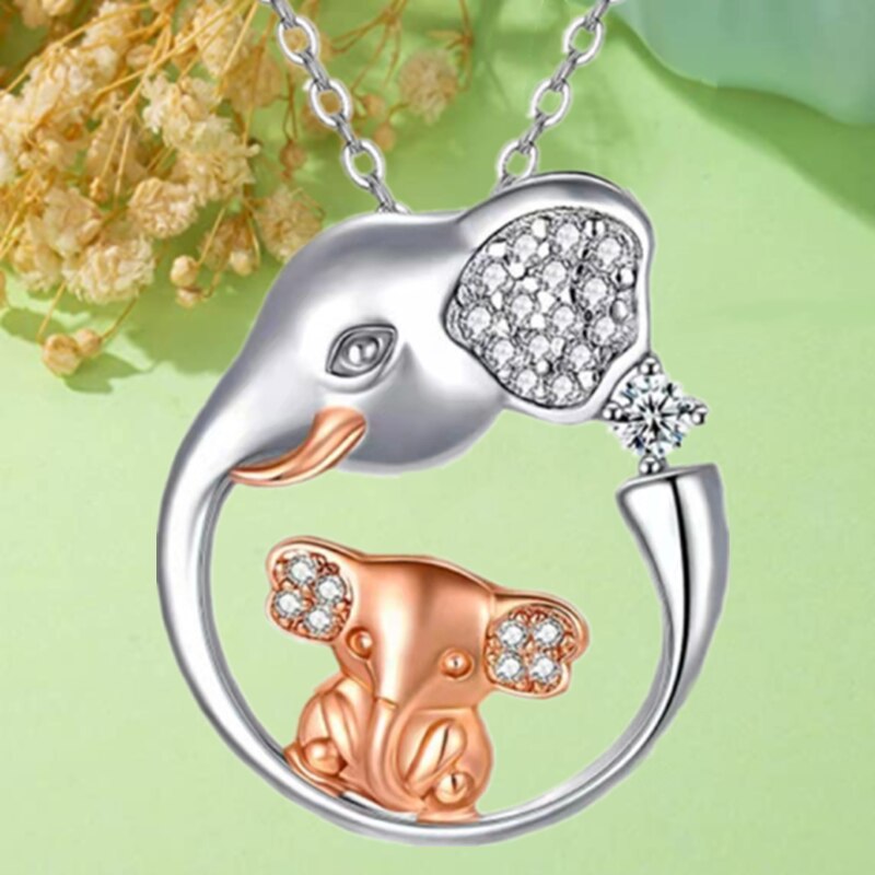 murmeln Art Elefanten Halskette SchöNe Ebene Schmuck Luxus Zirkon Anhänger Halskette für Frauen Geburtstag Jahrestag