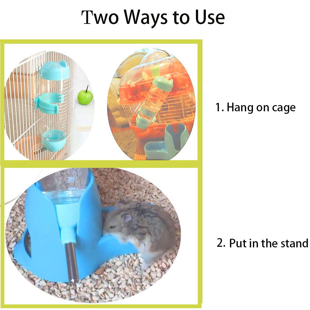 Small Animal Water Bottles 2 in 1 Free Standing Bottle Cage Hanging Water Dispenser Suitable for Hamsters Bunny