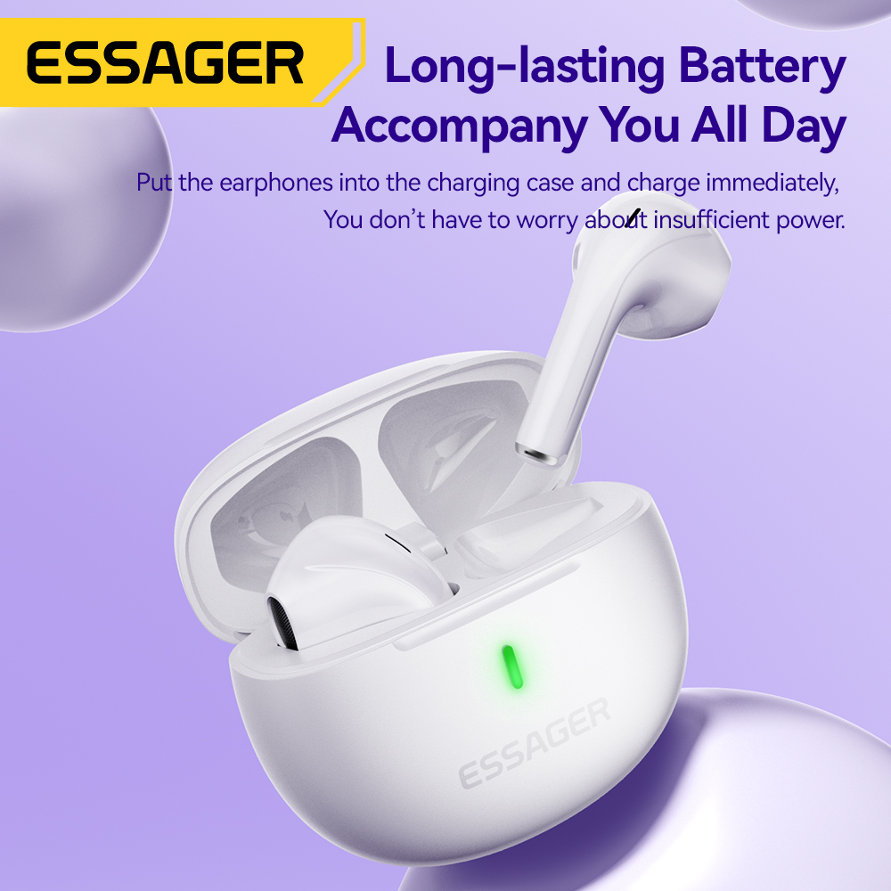 Essager Wireless Bluetooth 5,3 Kopfhörer Tws Ohrhörer Mini Headsets mit Lade koffer Mikrofon Semi-In-Ear-Ohrhörer für alle Telefone