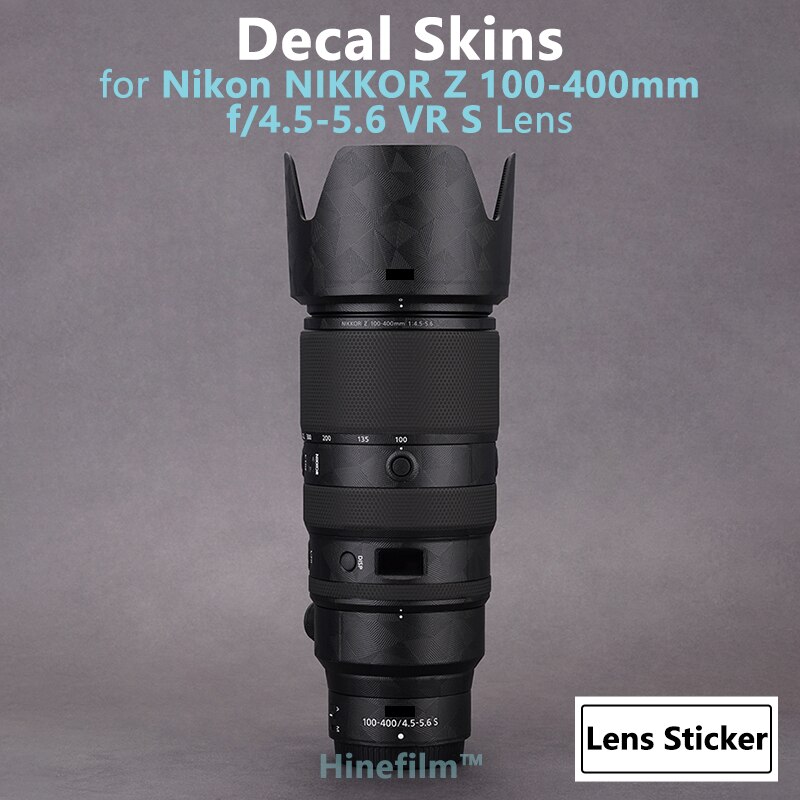 Pegatina de lente Z 100-400 100400 para Nikon Z 100-400mm f/4,5-5,6 VR S, fundas Premium, película protectora