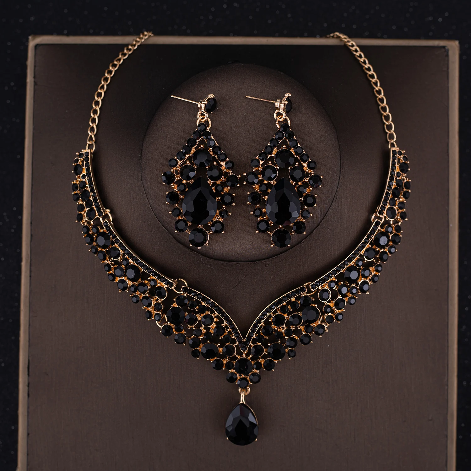 Ensemble de bijoux en biscuits pour patients, couronne en cristal, collier, boucles d'oreilles baroques, accessoires pour cheveux de mariage, de bijoux, 3 pièces: Ivoire