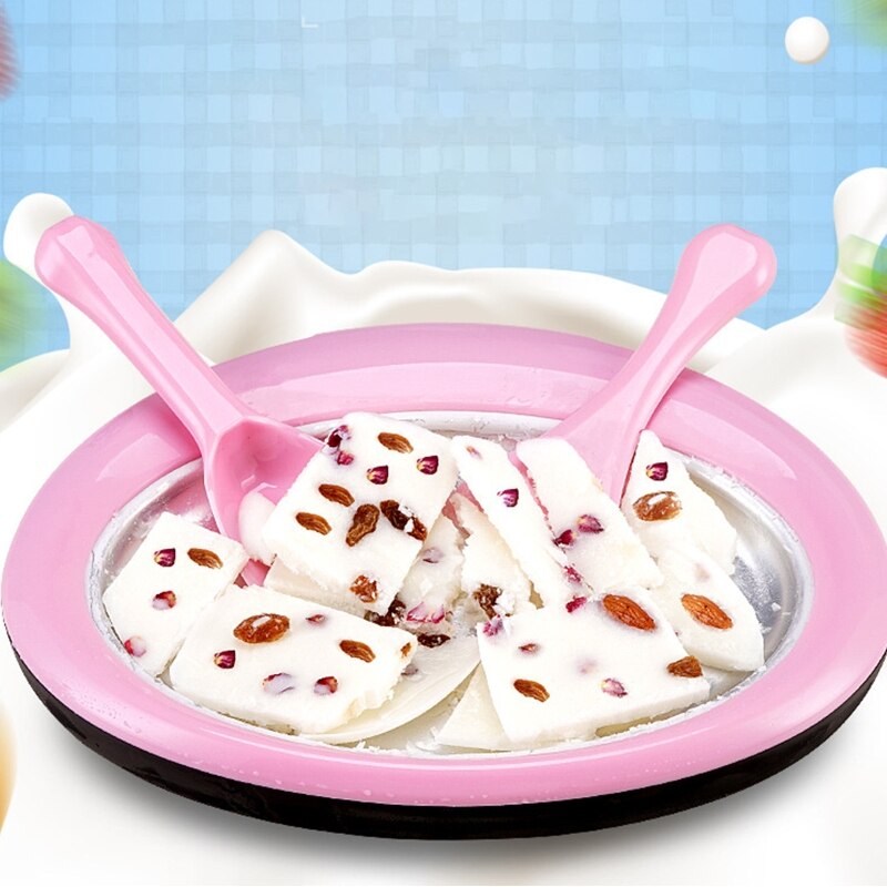 Household Mini Rolled Ice Cream Maker with 2 Spatulas Ice Tray Fried Yogurt Machine Instant Ice Cream Maker Pan Round