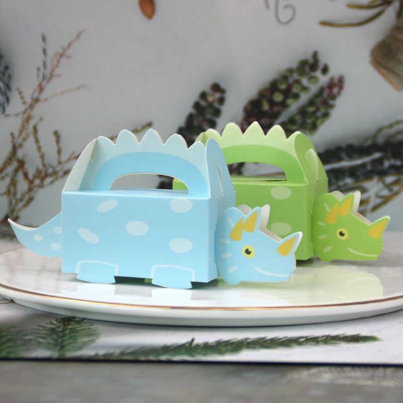10 Stuks Candy Box Dinosaurus Vorm Verpakking Voor Jongens Verjaardagsfeestje Deco Baby Shower Papier Geschenkdozen 1st Dino Party levert: 10pcs blue and green