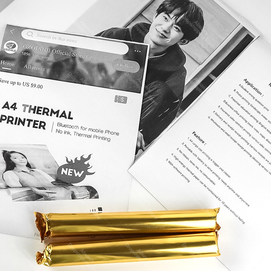 GZQIANJI A4 Thermal Bluetooth Printer Paper Roll 210*30mm Thermal A4 Paper