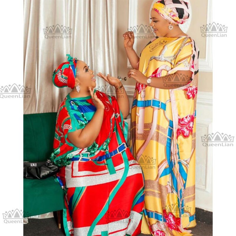 Gratis Size Chiffon Super Size Afrikaanse Dashiki Traditionele Party Dress Met Sjaal Voor Lady(DBF10 #
