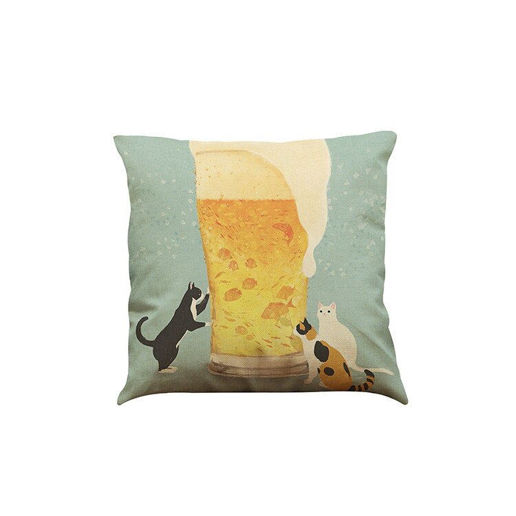 Mignon chat impression housse de coussin Kissen oreillers décoratifs pour canapé-lit maison taie d'oreiller Cojines Decorativos Para Sofá: E