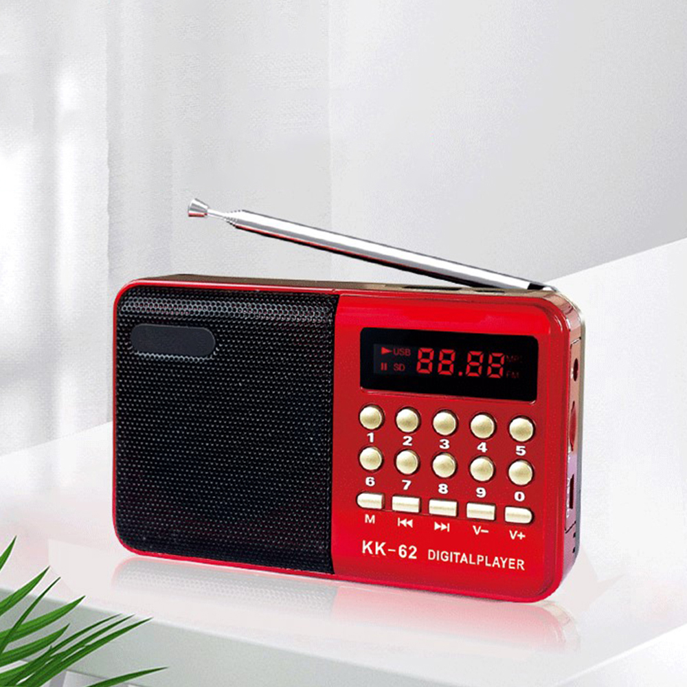 Roter Mini-FM-Radio, 70 MHz–108 MHz, Multifunktionsradio, LED-Display, MP3-Player, unterstützt Kopfhörer/TF-Karte/U-Disk zum Musikhören: Default Title