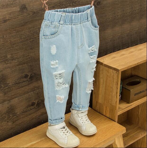 Kinderkleding jongens gaten jeans klassieke broeken kinder denim kleding trend lange broeken babyjongens casual broeken 2-6t
