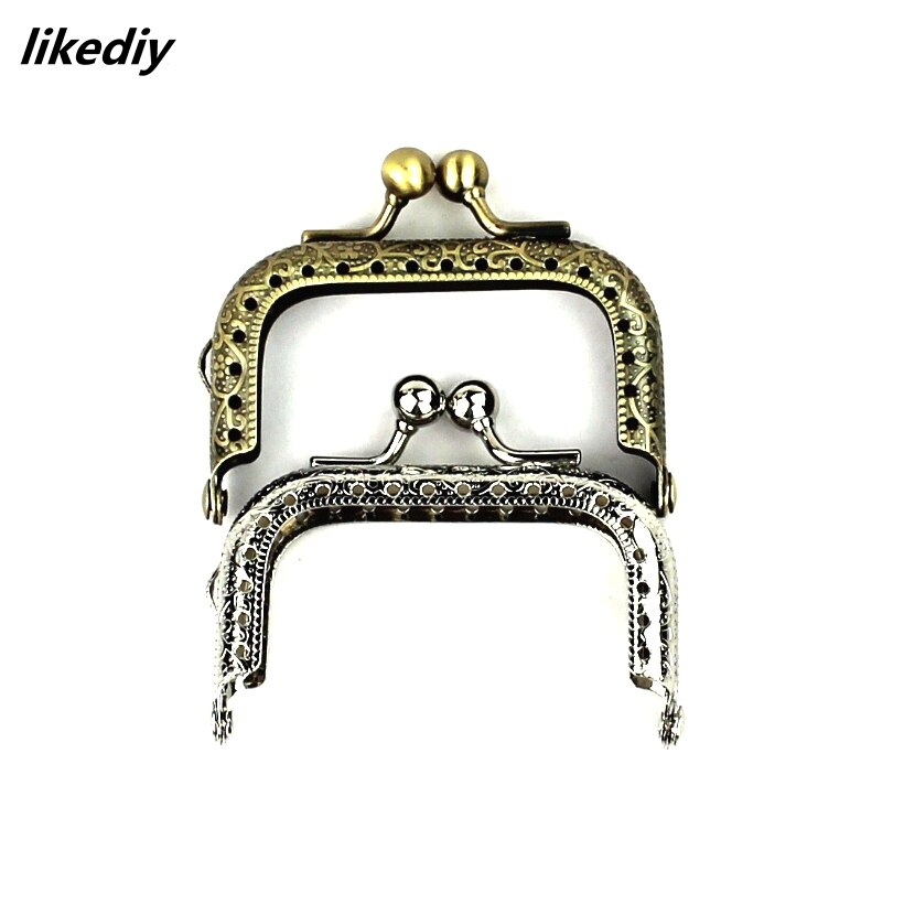 10 stks/partij 6.5 cm Antiek brons/Zilveren Vierkante vorm Embossing Mini tiny metal purse frame DIY Kus sluiting lock zak accessoire: Mix colors