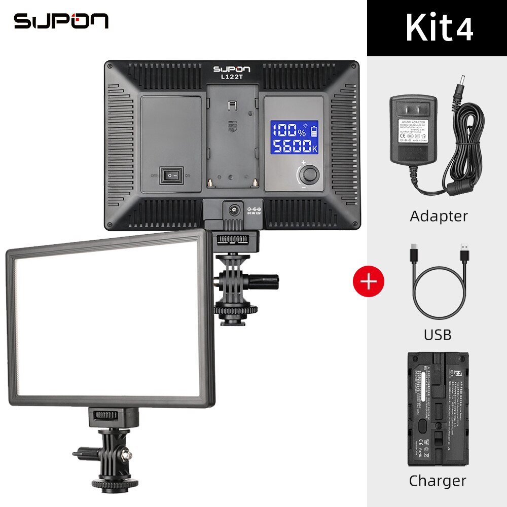 SUPON L122T Photographie Éclairage LED Vidéo Lumière Ultra Mince D'AFFICHAGE À CRISTAUX LIQUIDES Bicolore et Dimmable DSLR Studio LUMIÈRE LED Lampe Panneau Pour appareil photo: Bleu marine