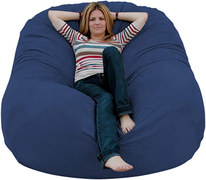 Mysig säck 6- fot stor bockskinn mjuk bean bag stol sofföverdrag: Blå