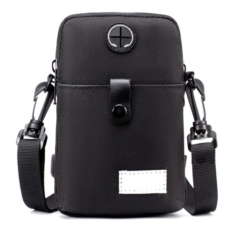 Herren Bote Tasche Umhängetasche Schulter Taschen Reisetasche Mann Geldbörse Kleine Schlinge Pack für Arbeit Geschäft: Schwarz-2