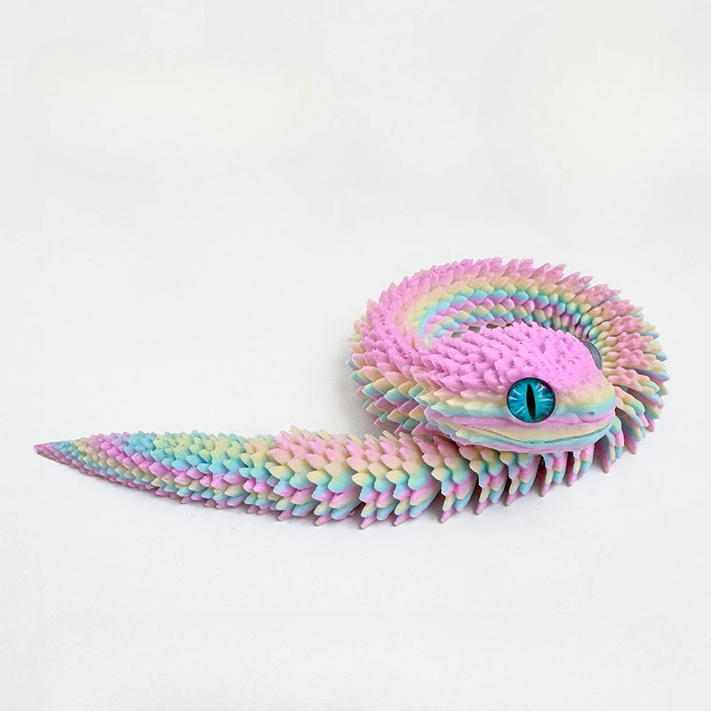 13cm 3D Printed Snake Decoration 3D Printed Animals Desk Accessories Room Decor Office Table Funny Snake Year Ornament: WHITE
