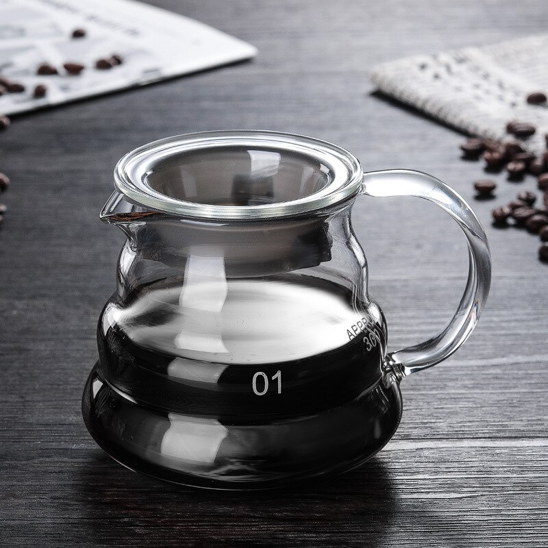 Kaffee Topf mit Edelstahl Filter Glas Kaffee Tropf Anti-VerbrüHenne Holz Griff Kaffee Hersteller Kaffee Brauer Utensilien: Flasche300ml