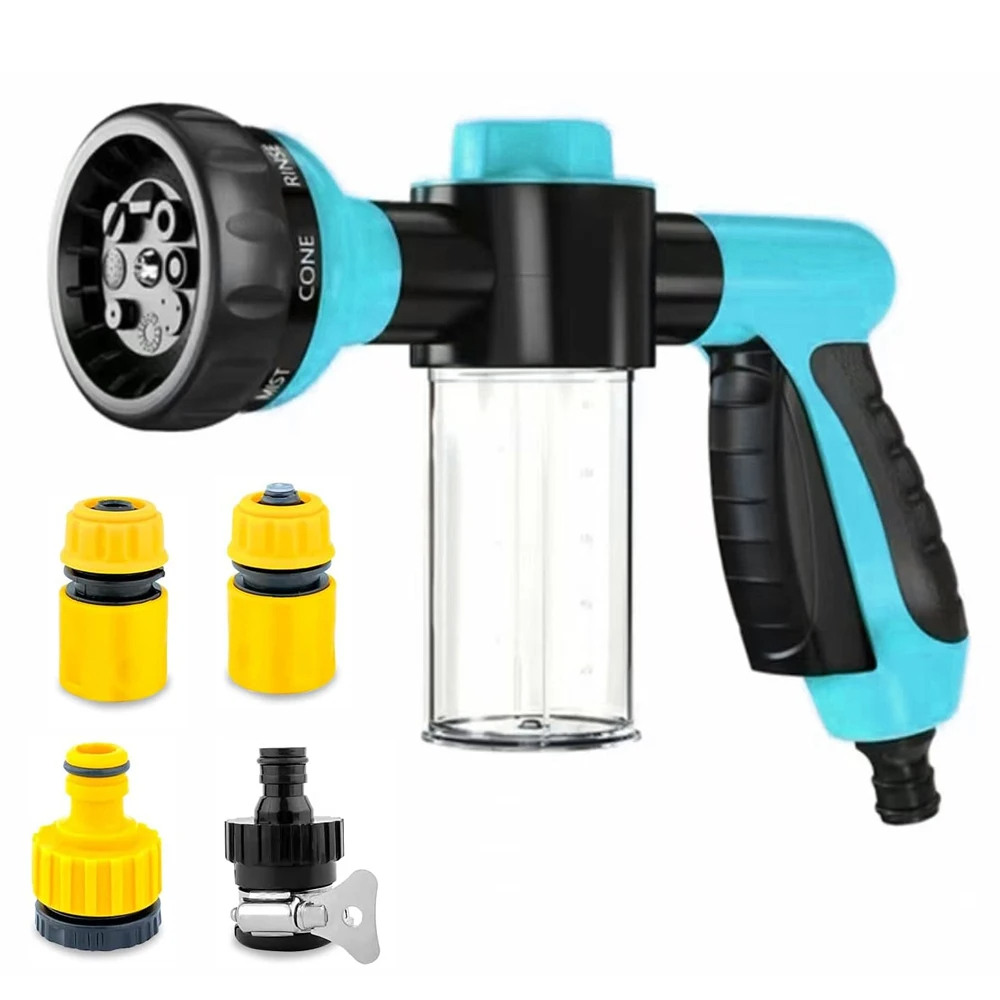 Pulvérisateur de douche pour chien 8 en 1, pistolet de pulvérisation de voiture de jardin, fixation de tuyau haute pression, distributeur de savon, buse de bouteille, outil de douche: vert clair