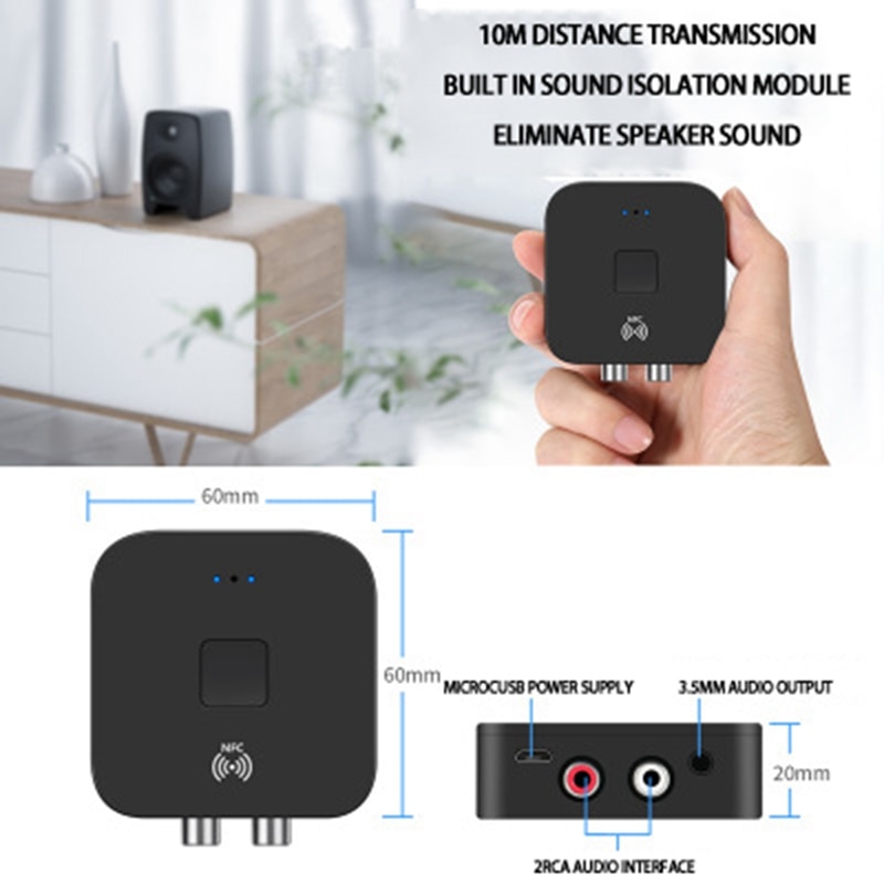 5.0 Bluetooth Audio Receiver, Wireless Bluetooth AUX3.5 Interface, Suitable for Old Speakers