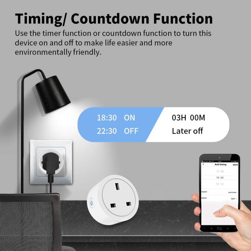 Tuya Zigbee Smart Socket UK 16A WiFi Power Plug Voice Timer Power Monitor Function Outlet Work With Alexa Google Home Smart Life