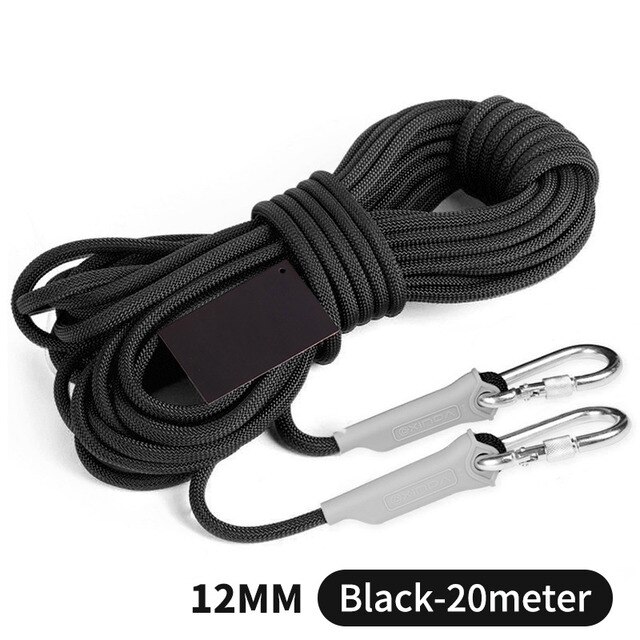 20m Outdoor Klettern Seil 12mm Hohe Festigkeit Klettern Sicherheit Seil Camping Wandern Notfall Überleben Kit: 12mm-20meter-Black