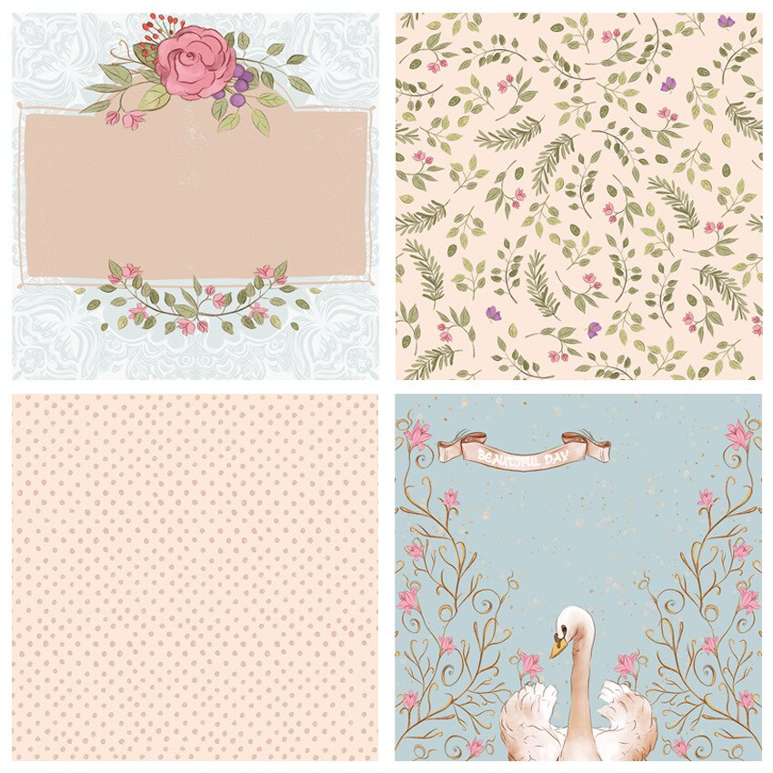 KSCRAFT 12 Sheets Swan Scrapbooking Pads Paper Origami Art Background Paper Card Making DIY Scrapbook Paper Craft