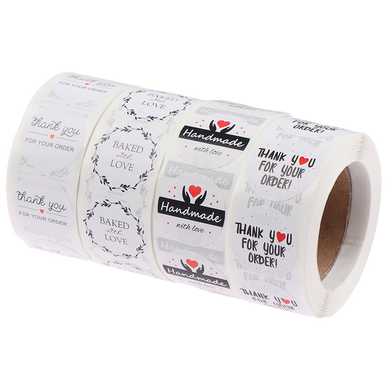Ronde Dank U Voor U Sticker Hart Bedankt Voor Winkelen Briefpapier Handgemaakte Sticker Witte Etiketten Sticker